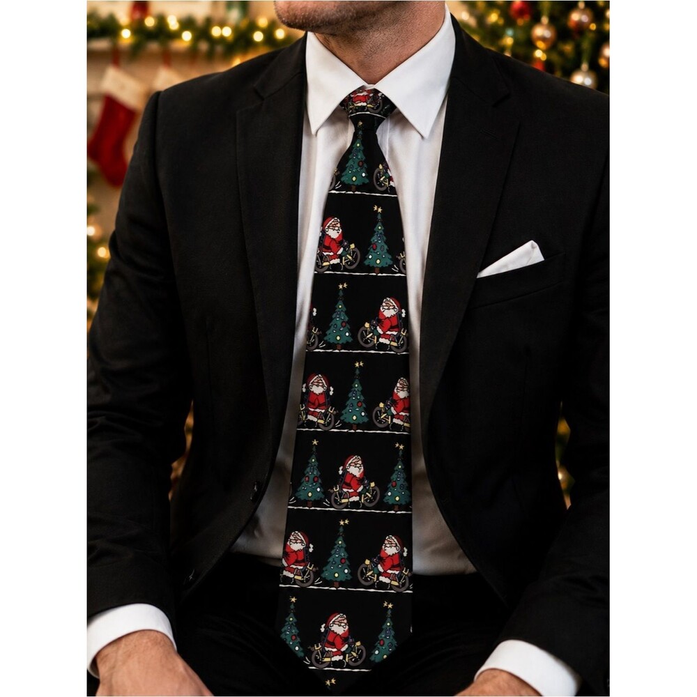 American Traditions Men's Christmas Santa Motorcycle Injured Foot Tie